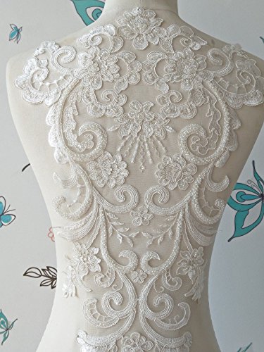 3D-Blumenapplikation mit Pailletten, Spitze, zum Nähen, Brautschmuck, Hochzeit, silber, 2079 von bridallaceuk