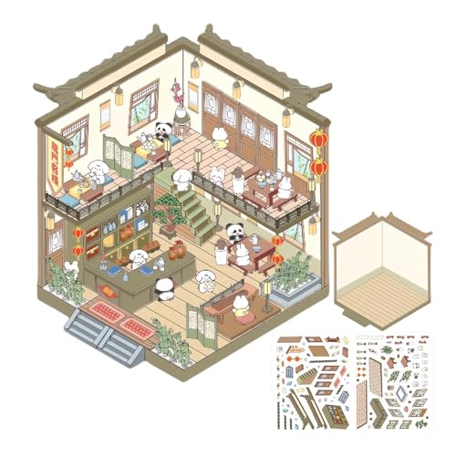 Aufkleber Set für Zuhause, Aufkleber-Szenen Set - Cartoon-Aufkleberzimmer Handgemachte Hausaufkleber,Silvester wasserdichte Miniatur-Aufkleber-Szene von brooksnaji