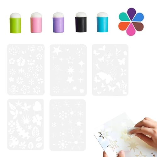 Fingermalerei-Set für Kinder, Bastel-Set, Fingermalschwamm, Bastel-Finger-Dauber mit 6 farbigen Stempelkissen zum Stempeln, Zeichnen von brooksnaji