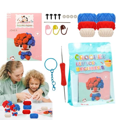 Häkel-Start-Set für Anfänger | Niedliches rot-blaues Häkelset Clown-Start-Kit - Häkelbedarf Strickset Basteln mit Garn für Erwachsene Häkel-Start-Set für Anfänger | Niedliches rot-blaues Häkelset Clown-Start-Kit - Häkelbedarf Strickset Basteln mit Garn für Erwachsene von brooksnaji