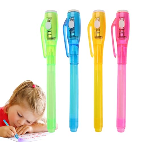Mit UV penlght - Set Von 4 Tracer -Marker -Stift Mit UV -leichter, Waschbarer Halloween -Stift | Permanente Markierungen Zum Schreiben Geheimer Nachrichten, Eindeutiger Marker Für Wiedervereinigungse von brooksnaji