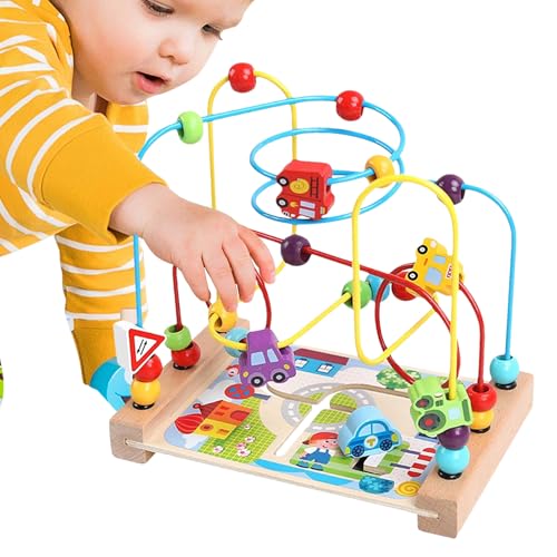 -Perlen -Labyrinth -Spielzeug - Holzrollen Untersetzer, Sensorische Strecke Play | Bildungsspielzeug Für 1-3 Jahre Alte Mädchen, Holzperlen Labyrinth Für Frühes Lernen, Handkoordinati von brooksnaji