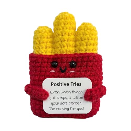 Positive Strickbordüre – Emotionale Stützung, französische Amigurumi Pommes | lustiges Häkelspielzeug, niedliches Schlafzimmerdekor, von brooksnaji