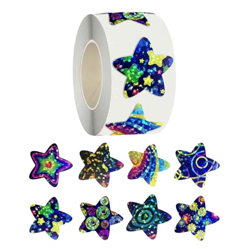 Selbstklebende Aufkleberrolle für – 500 Stück Glittery Star Sticker, glänzende Sterne, wiederverwendbar | wasserdichte Klassen für frühes Lernen von brooksnaji