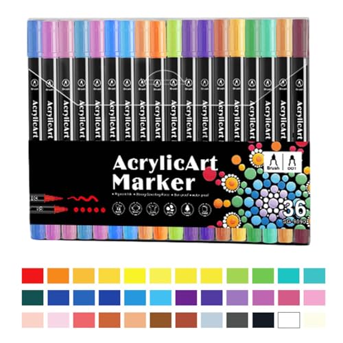 brooksnaji Acryllackstifte, Acrylfarbstifte, Malstifte für Acrylfarbe, Zeichenmarker mit Doppelspitze in mehreren Farben, Kunsthandwerk, Herstellung von Kunstmaterialien, Acrylmarker, Farbstifte von brooksnaji