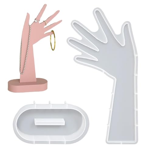 brooksnaji Form für Schmuck in Handform, Schmuck, Anzeige der Silikonform – Silikonform in Form eines Ohrrings in Form einer Hand, Armband Halskette Ringe Organizer von brooksnaji