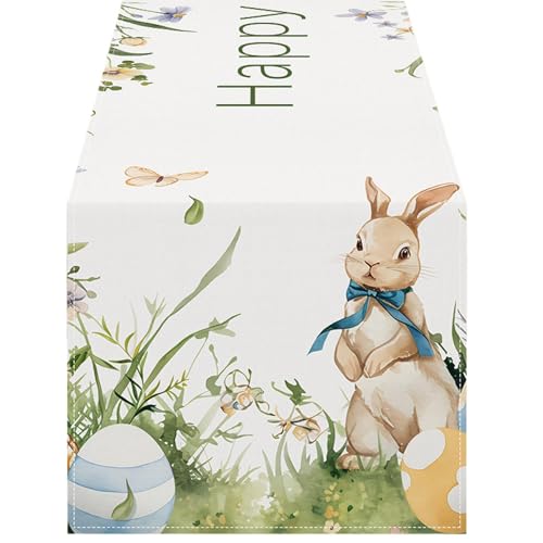 brooksnaji Osterhasen-Tischdecke, 182,9 cm lang, saisonale Frühlingstischdecke, bunte Tischdecke, festliche Frühlingshasen-Tischdecke für Hochzeit, Esszimmer brooksnaji Osterhasen-Tischdecke, 182,9 cm lang, saisonale Frühlingstischdecke, bunte Tischdecke, festliche Frühlingshasen-Tischdecke für Hochzeit, Esszimmer von brooksnaji