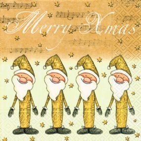 20 Servietten "Music Gnomes" - Weihnachtliche Musik Kobolde - gold weiss von broste