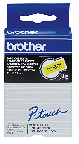 brother Beschriftungsband TC-601 / 12 mm / Druck schwarz / Band gelb / für brother P-touch 8e, 500, II, 2000, 3000, 5000 von brother