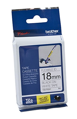 brother Beschriftungsband TZe-FX241 (Kabelumhüllungsband) / 18 mm / Druck schwarz / Band weiß / für brother P-touch 210E, 220, 300, 310, 340, 340C, 350, 540, 540C, 550, 1750, 18R, 1800, 1800E, 1830VP, 1850, 1950VP, 2030VP, 2100VP, 2400, 2400E, 2420PC, 2430PC, 2450, 2450DX, 2460, 2470, 2480, 2500PC, 2700VP, 2730VP, 3600, 7500VP, 7600VP, 9200PC, 9200D... von brother