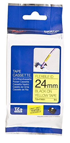 brother Beschriftungsband TZe-FX651 (Kabelumhüllungsband) / 24 mm / Druck schwarz / Band gelb / für brother P-touch 350, 540, 540C, 550, 2400, 2400E, 2420PC, 2430PC, 2450, 2450DX, 2460, 2470, 2480, 2500PC, 2700VP, 2730VP, 3600, 7500VP, 7600VP, 9200PC, 9200DX, 9400, 9500PC, 9600, 9700PC, 9800PCN, RL700S von brother