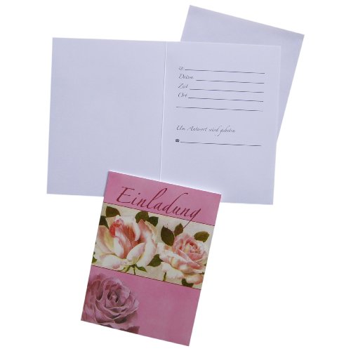 bsb Einladungskarten Hochzeit/Geburtstag Neutral mit Kuvert, Rosenmotiv, 5 Stück bsb Einladungskarten Hochzeit/Geburtstag Neutral mit Kuvert, Rosenmotiv, 5 Stück von bsb
