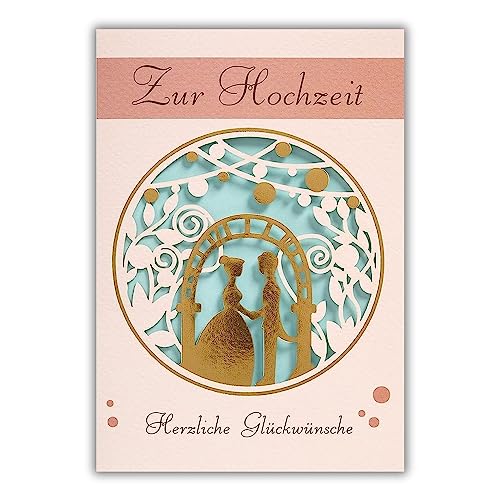 Perleberg - einzigartige Hochzeitskarte mit Paar Motiv - wunderschöne Glückwunschkarte 11,6 x 16,6 - Karte zur Hochzeit mit stilvollem Lasercut Motiv - hochwertige & besondere Hochzeitskarten von Perleberg