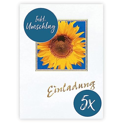 bsb 5 Allgemeine Einladungskarten - Einladungskarten Geburtstag & Kindergeburtstag mit Sonnenblumen-Motiv - Einladung verschiedene Anlässe - Geburtstagseinladungen in 10,5 x 14,5 cm bsb 5 Allgemeine Einladungskarten - Einladungskarten Geburtstag & Kindergeburtstag mit Sonnenblumen-Motiv - Einladung verschiedene Anlässe - Geburtstagseinladungen in 10,5 x 14,5 cm von bsb