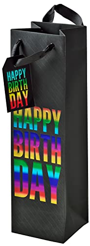 bsb Flaschentasche Geschenktasche Geschenktüte Papiertüte Papiertasche Happy Birthday Rainbow Flaschen-Format von bsb