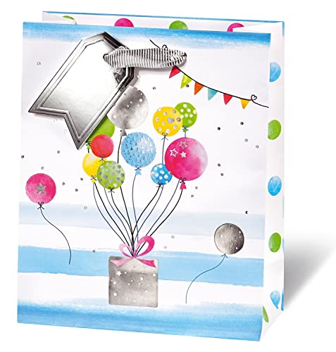 bsb Geschenktasche Geschenktüte Papiertüte Papiertasche Happy Birthday mit Luftballons Buch-Format von bsb