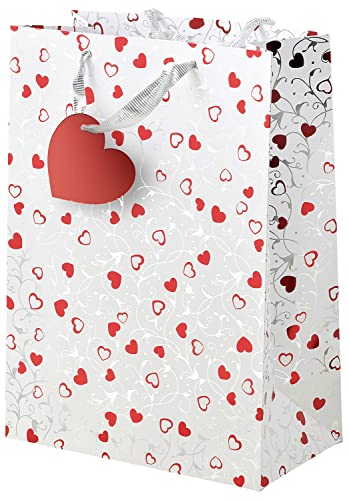 bsb Geschenktasche Geschenktüte Papiertüte Papiertasche Silver Hearts A4-Format von bsb