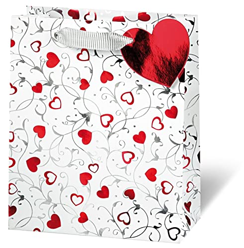 bsb Geschenktasche Geschenktüte Papiertüte Papiertasche Silver Hearts Buch-Format von bsb