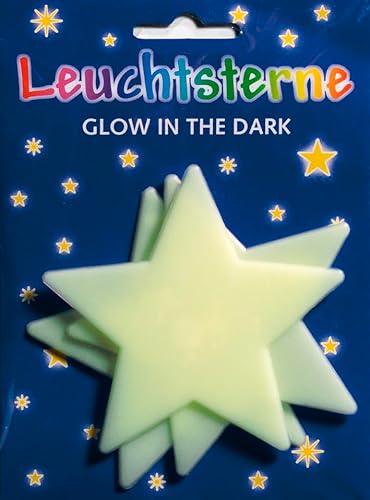 bsb Leuchtsticker - 3 Leuchtsterne aus Kunststoff - ca. 8 cm - Glow in the dark - zum Dekorieren und Verzieren von bsb