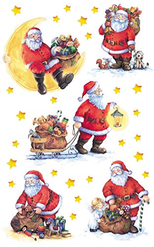 bsb Sticker - Aufkleber zu Weihnachten - 2 Stickerbögen in 7,8 x 12,5 cm mit Weihnachtsmännern - kleine Sticker zum Verzieren von bsb
