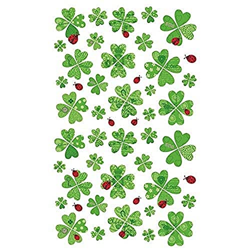 bsb Sticker - Aufkleber mit gemusterten Kleeblättern und Marienkäfern - 3 Stickerbögen in 7,8 x 12,5 cm - kleine selbstklebende Sticker zum Verzieren bsb Sticker - Aufkleber mit gemusterten Kleeblättern und Marienkäfern - 3 Stickerbögen in 7,8 x 12,5 cm - kleine selbstklebende Sticker zum Verzieren von bsb