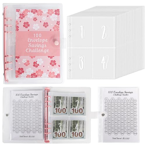 bssmmai 100 Envelope Saving Challenge Deutsch, A5 Budgetplaner Mit Challengers Tracker & Pre-numbered Taschen, Sparbuch Für Geld Challenge, Ringbuch Für Budget von bssmmai