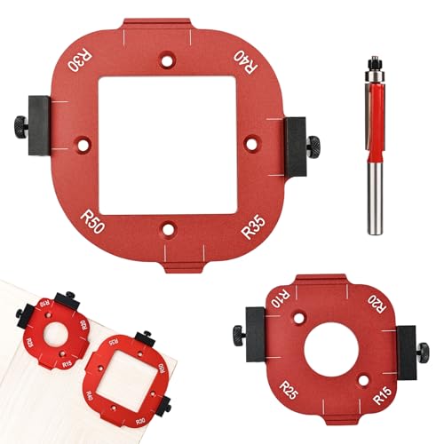bssmmai 2 Stück Frässchablone Oberfräse, Frässchablonen für Oberfräse, Oberfräse Schablone Radius Jig Router, Schablone Oberfräse für Holzbearbeitung R10 R15 R20 R25 R30 R35 R40 R50 (Rot) von bssmmai