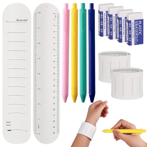 bssmmai 4 Stück Silikon Memo Armband,Slap Armband Silikon Lineal Set Mit Stift Und Radiergummi,Wiederverwendbarer, Handgelenk Memo Notizblock für Schulen Studenten Krankenschwestern bssmmai 4 Stück Silikon Memo Armband,Slap Armband Silikon Lineal Set Mit Stift Und Radiergummi,Wiederverwendbarer, Handgelenk Memo Notizblock für Schulen Studenten Krankenschwestern von bssmmai