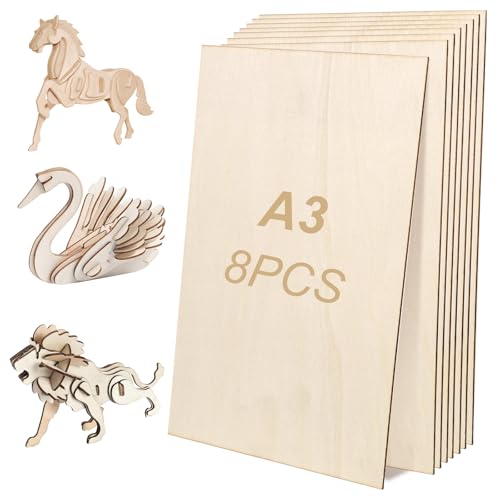 bssmmai 8 Stück Sperrholzplatte 2mm, A3 Sperrholz 42 x 30 cm, Linde Sperrholz, Dünne Holz-Zuschnitte für DIY Holzarbeiten, Laserbearbeitung, Brandmalerei, Modellbau bssmmai 8 Stück Sperrholzplatte 2mm, A3 Sperrholz 42 x 30 cm, Linde Sperrholz, Dünne Holz-Zuschnitte für DIY Holzarbeiten, Laserbearbeitung, Brandmalerei, Modellbau von bssmmai