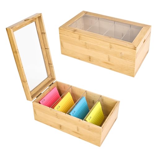 bssmmai A6 Karteikarten Box Karteikasten Holz mit Deckel 10 * 5.9 * 4 inch Karteikarten Holz Vokabelbox, Lernkarteibox Holz Vokabelbox für Büro Schulen und Heim （Karteikarten Nicht im Enthalten) von bssmmai