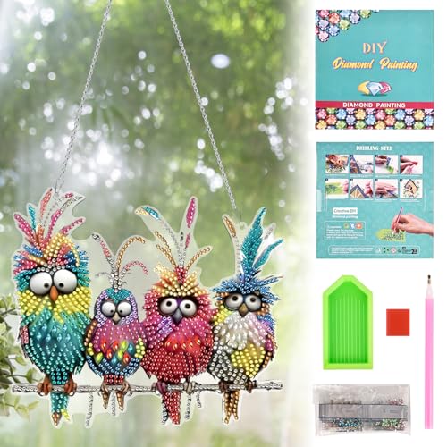 bssmmai Diamond Painting Vögel DIY Fensterbilder Türkranz Beidseitig Frühlingsdeko für Anhänger Basteln Geschenk Junge Mädchen 6 7 8 9 10 Jahre von bssmmai