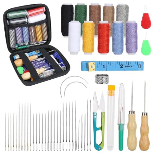 bssmmai Leder Nähset Leder-Nähzeug Leder Werkzeug Set Lederwerkzeug Leder Nähen Hand Leder Werkzeug Set Nähkasten mit Nähnadeln,Nähahle,Nahttrenner,Nähgarn für Handnähen bssmmai Leder Nähset Leder-Nähzeug Leder Werkzeug Set Lederwerkzeug Leder Nähen Hand Leder Werkzeug Set Nähkasten mit Nähnadeln,Nähahle,Nahttrenner,Nähgarn für Handnähen von bssmmai