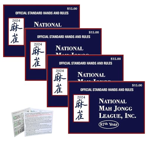btdin Mahjong-Karte 2024, 4/8-teilige Nationale Mahjong-Karten, offizielle Standardhände und Regeln, Nationale Mahjong-Liga-Karten 2024 (Blue 4pc) von btdin