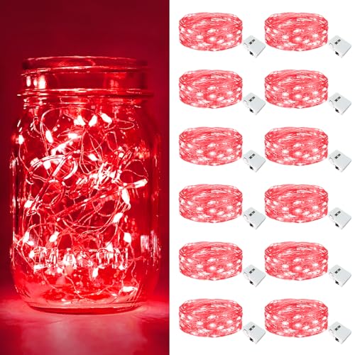 btfarm 12 Stück/3 Modi LED Lichterkette Batterie Klein, 2M 20LED Lichterkette mit Batterie, Mini Lichterketten Batteriebetrieben für Party, Weihnachten, Valentinstag, Hochzeit, Innen Deko (Rosa) von btfarm