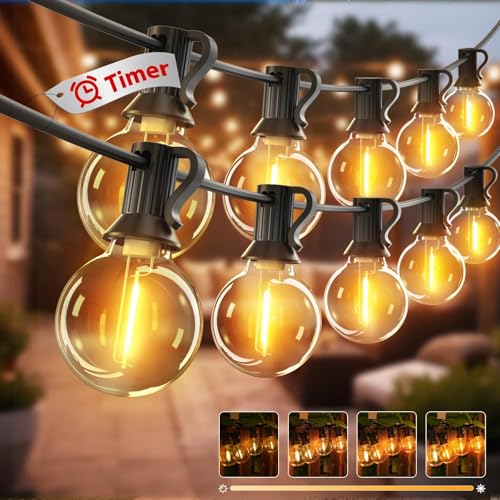 btfarm 2 Stück Lichterkette Außen Dimmbar mit Timer, Insgesamt 72M 100+6 LED Outdoor Lichterkette Strom Wetterfest Wasserdicht Lichterkette Glühbirnen für Garten Terrasse Hochzeiten Party, Warmweiß von btfarm