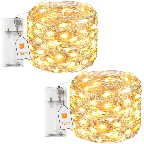 btfarm 2 Stück Lichterkette Batterie mit Timer, 5M 50 LED Micro Silberdraht Lichterkette Draht Innen Batteriebetrieben für Party Schlafzimmer Weihnachten Hochzeit Halloween Deko, Warmweiß btfarm 2 Stück Lichterkette Batterie mit Timer, 5M 50 LED Micro Silberdraht Lichterkette Draht Innen Batteriebetrieben für Party Schlafzimmer Weihnachten Hochzeit Halloween Deko, Warmweiß von btfarm