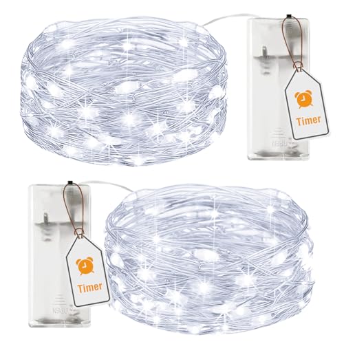 btfarm 2 Stück Lichterkette Batterie mit Timer, 2M 20 LED Micro Silberdraht Lichterkette Draht Innen Batteriebetrieben für Party Schlafzimmer Weihnachten Hochzeit Halloween Deko, Kaltes Weiß btfarm 2 Stück Lichterkette Batterie mit Timer, 2M 20 LED Micro Silberdraht Lichterkette Draht Innen Batteriebetrieben für Party Schlafzimmer Weihnachten Hochzeit Halloween Deko, Kaltes Weiß von btfarm