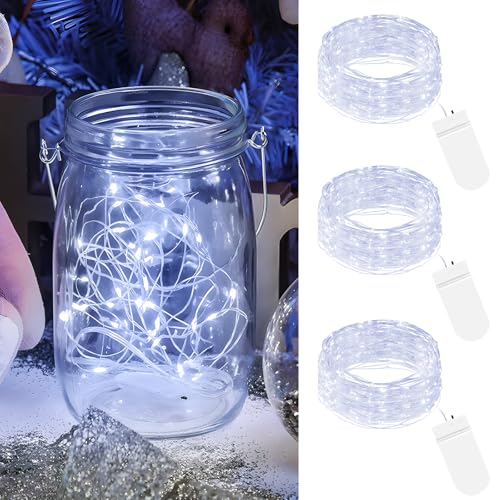 btfarm 3 Stück LED Lichterkette mit Batterie Klein, 2M 20LED Silberdraht Mini Lichterketten Batteriebetrieben, Micro Draht Wasserdichte für Weihnachten Hochzeit Party Beleuchtung Deko, Kaltes Weiß btfarm 3 Stück LED Lichterkette mit Batterie Klein, 2M 20LED Silberdraht Mini Lichterketten Batteriebetrieben, Micro Draht Wasserdichte für Weihnachten Hochzeit Party Beleuchtung Deko, Kaltes Weiß von btfarm
