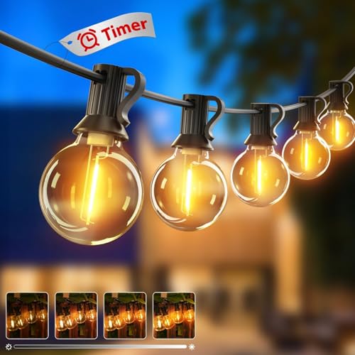 btfarm 36M Lichterkette Außen Dimmbar mit Timer, 50+3 LED Outdoor Lichterkette Strom Wetterfest IP44 Wasserdicht Lichterkette Glühbirnen für Garten Terrasse Hochzeiten Party, Warmweiß von btfarm