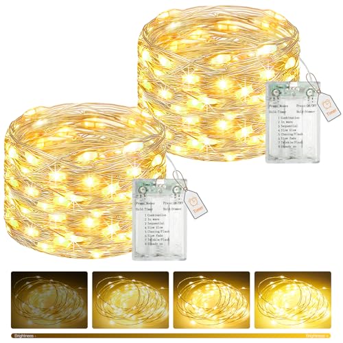 btfarm 5M 50 LED Lichterkette Batterie mit Timer, 2 Stück Mini Lichterketten Innen Dimmbar 8 Modi, Wasserdicht Draht Lichterkette Batteriebetrieben USB-Anschluss für Weihnachten Party Zimmer, Warmweiß btfarm 5M 50 LED Lichterkette Batterie mit Timer, 2 Stück Mini Lichterketten Innen Dimmbar 8 Modi, Wasserdicht Draht Lichterkette Batteriebetrieben USB-Anschluss für Weihnachten Party Zimmer, Warmweiß von btfarm