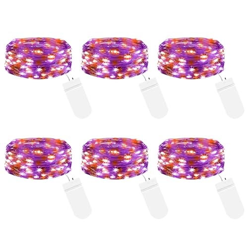 btfarm 6 Stück LED Halloween Lichterkette mit Batterie Klein, 2M 20LED Silberdraht Mini Lichterketten Batteriebetrieben, Micro Draht Wasserdichte für Halloween Party Beleuchtung Deko, Orange-Lila btfarm 6 Stück LED Halloween Lichterkette mit Batterie Klein, 2M 20LED Silberdraht Mini Lichterketten Batteriebetrieben, Micro Draht Wasserdichte für Halloween Party Beleuchtung Deko, Orange-Lila von btfarm