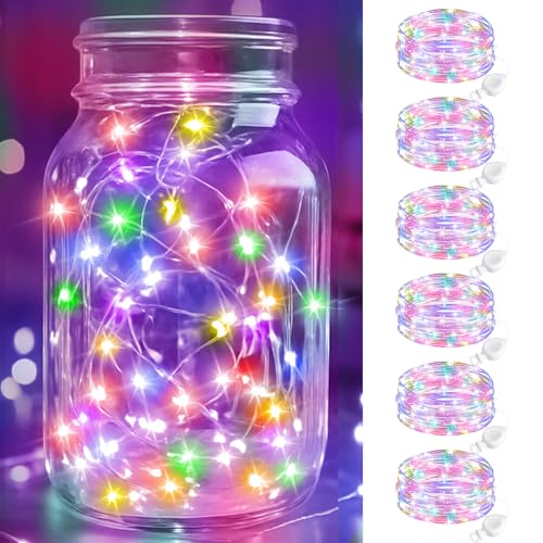 btfarm 6 Stück LED Lichterkette mit Batterie Klein, 2M 20LED Mini Lichterkette Batteriebetrieben, Wasserdicht Draht mit Knopfzelle für Weihnachten Hochzeit Party Innen Deko, Mehrfarbig btfarm 6 Stück LED Lichterkette mit Batterie Klein, 2M 20LED Mini Lichterkette Batteriebetrieben, Wasserdicht Draht mit Knopfzelle für Weihnachten Hochzeit Party Innen Deko, Mehrfarbig von btfarm
