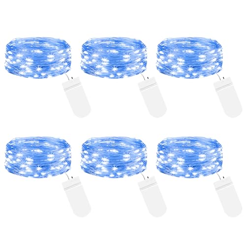 btfarm 6 Stück LED Lichterkette mit Batterie Klein, 2M 20LED Silberdraht Mini Lichterketten Batteriebetrieben, Micro Draht Wasserdichte für Weihnachten Hochzeit Party Beleuchtung Deko, Blau btfarm 6 Stück LED Lichterkette mit Batterie Klein, 2M 20LED Silberdraht Mini Lichterketten Batteriebetrieben, Micro Draht Wasserdichte für Weihnachten Hochzeit Party Beleuchtung Deko, Blau von btfarm