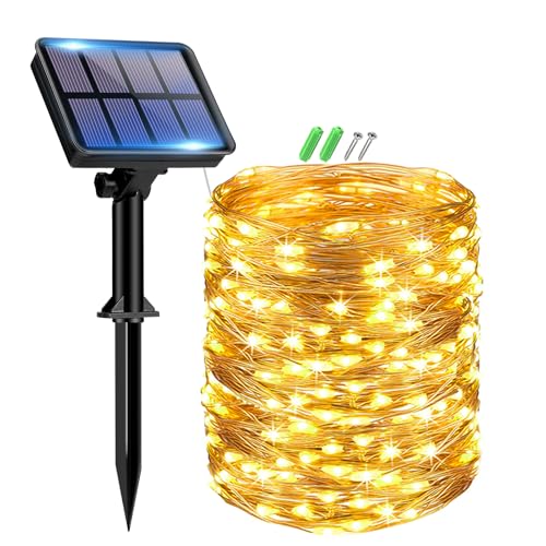 btfarm Solar Lichterkette Aussen, 1x15M 150 LED Solarlichterkette Außen Wetterfest 8 Modi IP65 Wasserdicht Kupferdraht Lichterkette Außen Solar Outdoor für Garten Terrasse Baum Hof Party (Warmweiß) btfarm Solar Lichterkette Aussen, 1x15M 150 LED Solarlichterkette Außen Wetterfest 8 Modi IP65 Wasserdicht Kupferdraht Lichterkette Außen Solar Outdoor für Garten Terrasse Baum Hof Party (Warmweiß) von btfarm