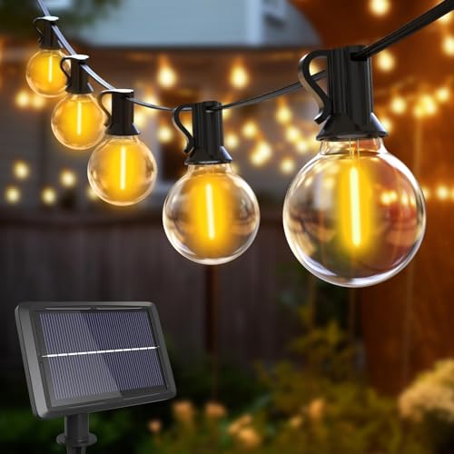 btfarm Solar Lichterkette Aussen, 23M 30+3 LED Lichterkette Glühbirnen Außen Solar G40 Birnes Wasserdicht 4 Modi Solarlichterkette Outdoor für Garten Balkon Party Hochzeit Weihnachten Deko, Warmweiß von btfarm