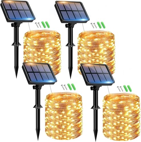 btfarm Solar Lichterkette Aussen, 4x15M 150 LED Solarlichterkette Außen Wetterfest 8 Modi IP65 Wasserdicht Kupferdraht Lichterkette Außen Solar Outdoor für Garten Terrasse Baum Hof Party (Warmweiß) btfarm Solar Lichterkette Aussen, 4x15M 150 LED Solarlichterkette Außen Wetterfest 8 Modi IP65 Wasserdicht Kupferdraht Lichterkette Außen Solar Outdoor für Garten Terrasse Baum Hof Party (Warmweiß) von btfarm