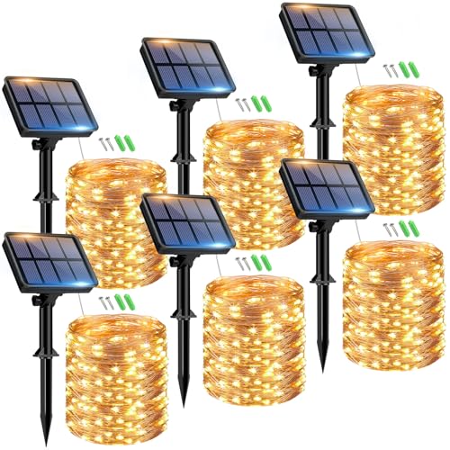 btfarm Solar Lichterkette Aussen, 6x15M 150 LED Solarlichterkette Außen Wetterfest 8 Modi IP65 Wasserdicht Kupferdraht Lichterkette Außen Solar Outdoor für Garten Terrasse Baum Hof Party (Warmweiß) btfarm Solar Lichterkette Aussen, 6x15M 150 LED Solarlichterkette Außen Wetterfest 8 Modi IP65 Wasserdicht Kupferdraht Lichterkette Außen Solar Outdoor für Garten Terrasse Baum Hof Party (Warmweiß) von btfarm