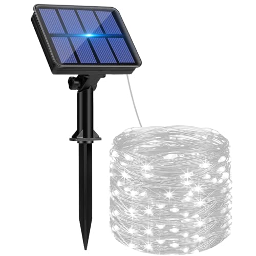 btfarm Solar Lichterkette Aussen, 8M 80 LED Solarlichterkette Außen Wetterfest 8 Modi IP65 Wasserdicht Kupferdraht Lichterkette Außen Solar Outdoor für Garten Terrasse Baum Hof Party (Kaltweiß) von btfarm