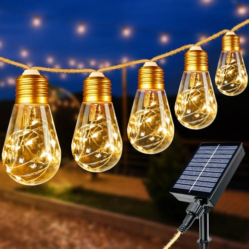 btfarm Solar Lichterkette Aussen, 8M Vintage Lichterkette Außen Solar Wetterfest mit 16 Glühbirnen 8 Modi Timer Solarlichterkette Outdoor für Balkon Garten Party Deko (Warmweiß) von btfarm