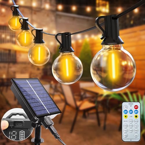 btfarm Solar Lichterkette Aussen Dimmbar, 13M 15 G40 LED Lichterkette Außen Glühbirnen Solar mit Fernbedienung 8 Modi Timer Wasserdicht Solarlichterkette Outdoor für Garten Balkon Party Hochzeit Deko von btfarm